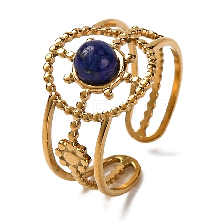 Natural Lapis Lazuli Finger Rings RJEW-Q822-04G-01-1