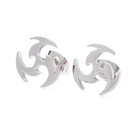 Non-Tarnish Windmill 304 Stainless Steel Stud Earrings for Women LS-EJEW-Z017-06P-1