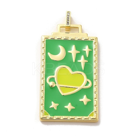 Brass Micro Pave Cubic Zirconia Pendant with Enamel KK-H458-02G-K02-1