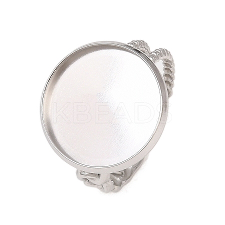 304 Stainless Steel Open Cuff Ring Components STAS-F366-09E-P-1