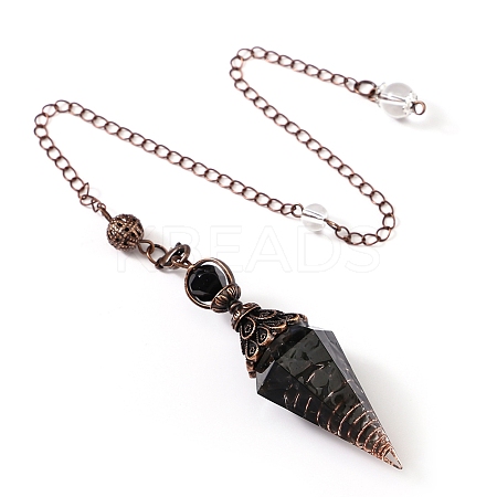 Natural Obsidian & Resin Hexagonal Pointed Dowsing Pendulums PW-WG7D05E-19-1