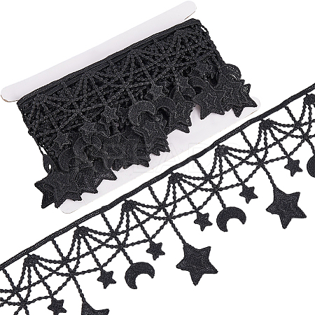 5Yards Moon Star Polyester Lace Trim OCOR-GF0004-06-1