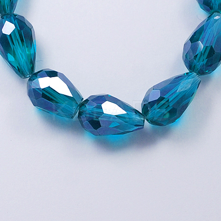 Electroplate Glass Beads Strands X-EGLA-R008-15x10mm-4-1
