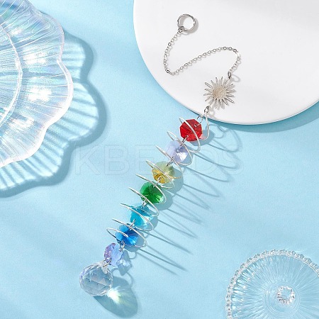 Glass Round & Octagonal Beads Hanging Suncatchers HJEW-JM04605-02-1
