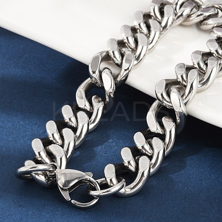 304 Stainless Steel Cuban Link Chain Bracelets for Women Men LS-BJEW-D304-01P-1
