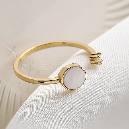 Brass Micro Pave Cubic Zirconia Open Cuff Rings for Women RJEW-K308-02A-G-1