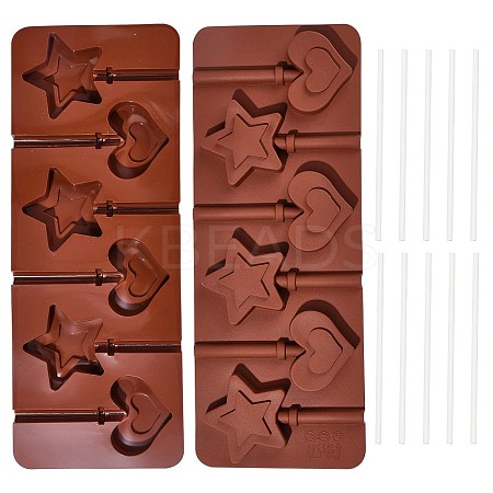2Pcs Heart & Star DIY Food Grade Silicone Molds SIL-CJ0002-17-1