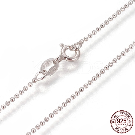 Rhodium Plated 925 Sterling Silver Ball Chain Necklaces STER-L059-14P-1