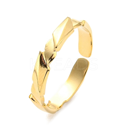 304 Stainless Steel Rhombus Open Cuff Ring for Women RJEW-C016-10G-1