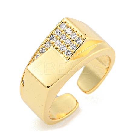 Clear Cubic Zirconia Wide Open Cuff Ring RJEW-L121-008G-1