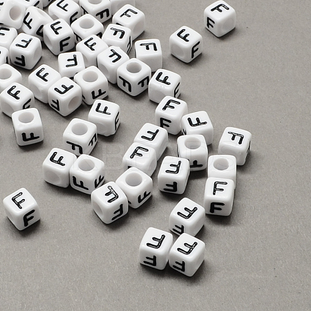 Large Hole Acrylic Letter European Beads SACR-Q103-6mm-01F-1