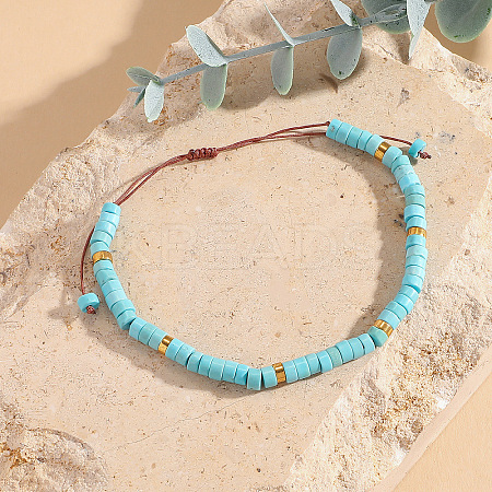 Dyed Natural Howlite Heishi Beaded Braided Bracelets SA4116-11-1