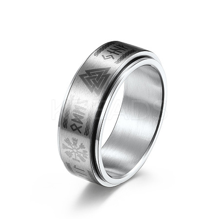 Viking Word 304 Stainless Steel Rotatable Finger Rings for Men FS-WGA52A7-04-1