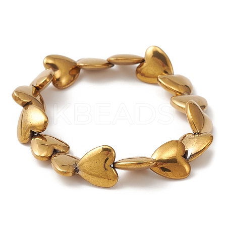 Synthetic Non-magnetic Hematite Heart Beaded Stretch Bracelet BJEW-JB09479-01-1
