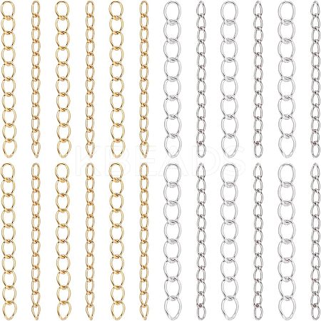 120Pcs 4 Style 304 Stainless Steel Curb Chains Extender STAS-UN0038-16-1