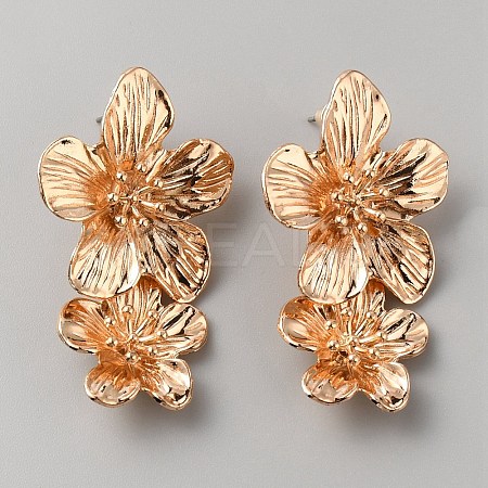 Alloy Flower Dangle Stud Earrings EJEW-WH0015-51KCG-1