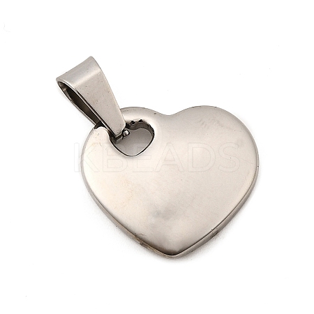 Heart 304 Stainless Steel Pendants STAS-M121-13P-1