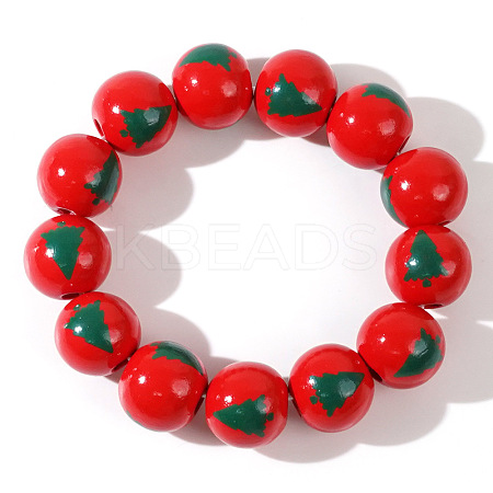 Halloween Creative Wood Printed Stretch Round Beaded Bracelets YX3939-2-1