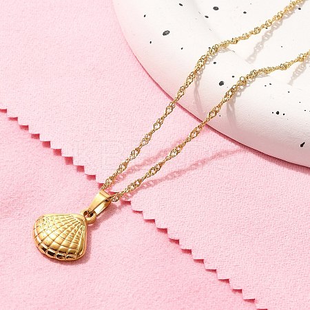 Summer Beach 304 Stainless Steel Pendant Rope Chain Necklaces for Women STAS-Z108-01G-02-1