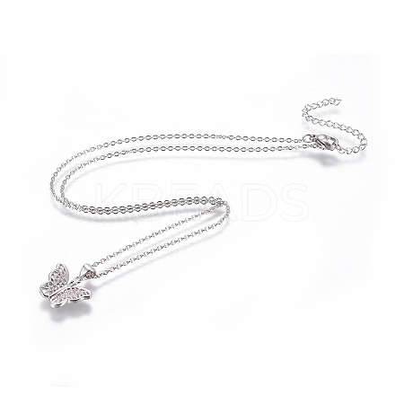 304 Stainless Steel Pendant Necklaces NJEW-E141-08P-1