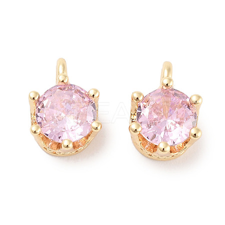 Brass Micro Pave Cubic Zirconia Charms KK-C051-39G-04-1