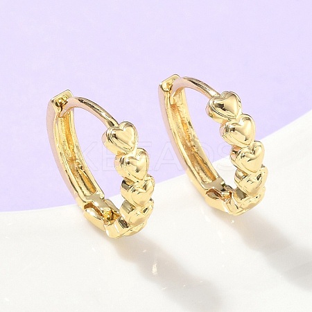 Heart Brass Hoop Earrings EJEW-Z102-07G-1
