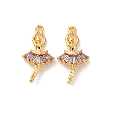 Brass Micro Pave Cubic Zirconia Pendants KK-K382-26G-02-1