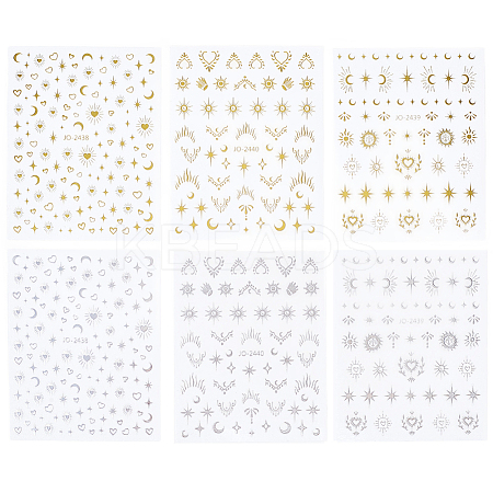 12Pcs 6 Styles Nail Art Stickers Decals FIND-SP0004-60-1