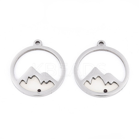 Anti-Tarnish 201 Stainless Steel Pave Epoxy Pendants STAS-R002-03P-1