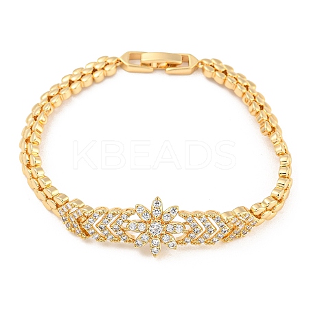 Golden Brass Micro Pave Cubic Zirconia Link Bracelets BJEW-P314-A04-G-1