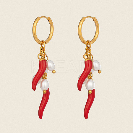Hot Pepper 304 Stainless Steel Hoop Earrings CA2764-1