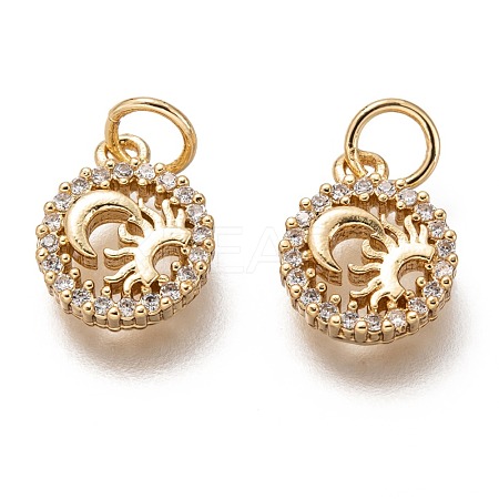 Brass Micro Pave Clear Cubic Zirconia Charms ZIRC-C020-70G-1