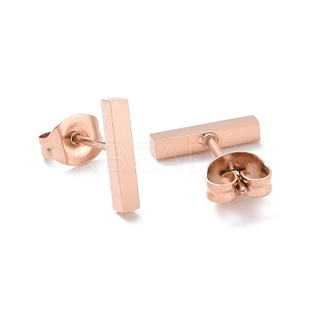 Ion Plating(IP) Cuboid 304 Stainless Steel Stud Crawler Earrings EJEW-O052-45RG-1