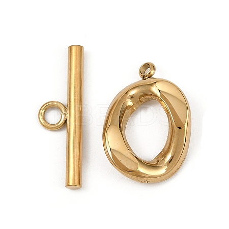 Oval 304 Stainless Steel Toggle Clasps STAS-L022-537G-1