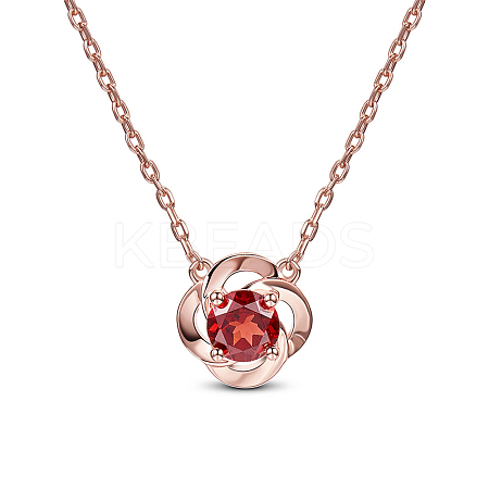 SHEGRACE Flower Glamourous Real Rose Gold Plated 925 Sterling Silver Pendant Necklaces JN450A-1