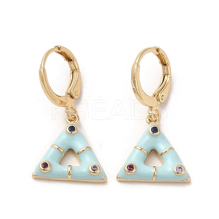 Triangle Real 18K Gold Plated Brass Dangle Leverback Earrings EJEW-L268-030G-03-1