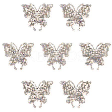 7Pcs Butterfly Hotfix Rhinestone Iron on/Sew On Patches DIY-DR0002-04B-1