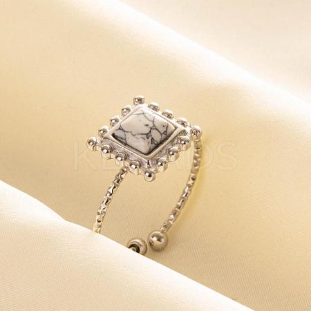 Square Natural Howlite Finger Rings EW3188-5-1
