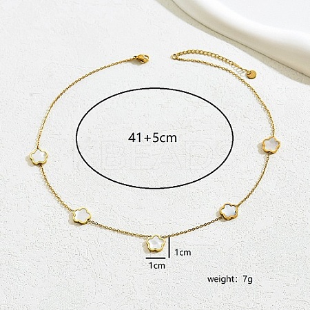 Golden 201 Stainless Steel Flower Pendant Necklace for Women WB0068-1-1