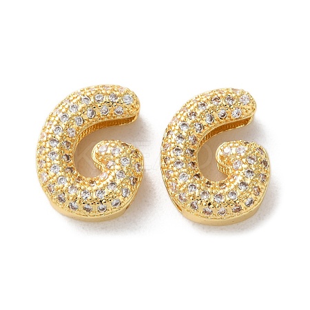 Rack Plating Brass Micro Pave Cubic Zirconia Slide Charms KK-C084-34G-G-1