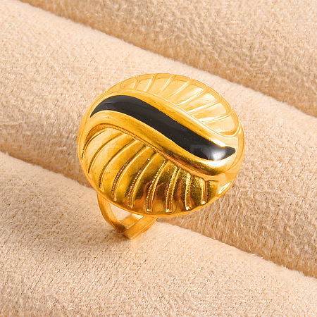 Adjustable Stainless Steel with Enamel Open Cuff Rings for Women BT9322-5-1