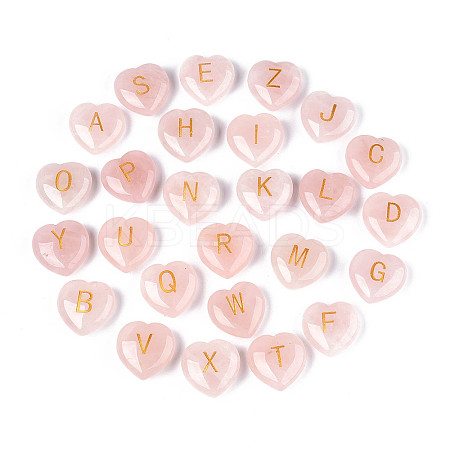 26Pcs 26 Styles Natural Rose Quartz Heart Beads G-T144-A03-1