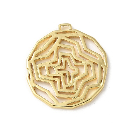 Brass Micro Pave Cubic Zirconia Pendants KK-P290-52G-02-1