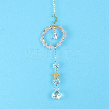 Glass & Brass Pendant Decorations HJEW-PW0002-08A-1
