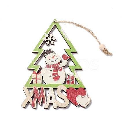 Christmas Wooden Pendant Decorations HJEW-K037-01A-1