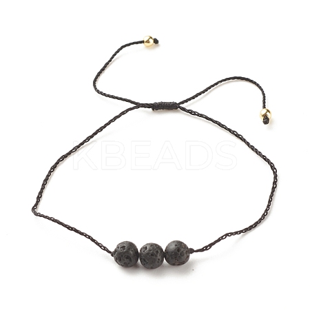Natural Lava Rock Round Beads Cord Bracelet BJEW-JB08014-01-1