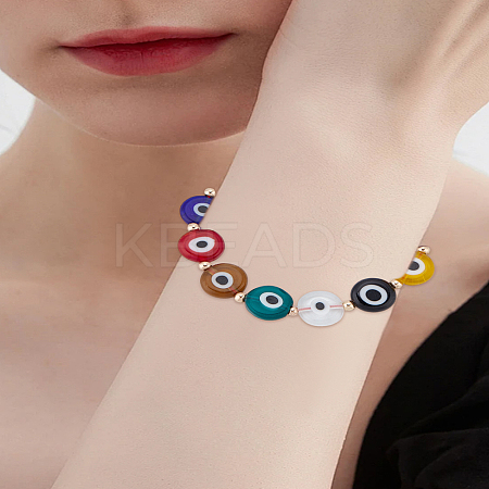 1Pc 10mm Colorful Glass Evil Eye Adjustable Braided Bead Bracelets for Women Men BJEW-LP0004-14-1