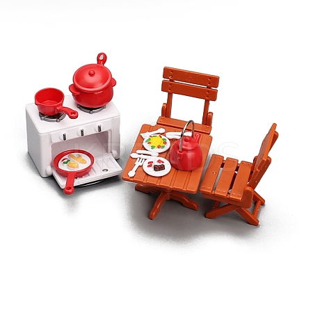 Plastic Table & Chairs & Stove Furniture Set Model PW-WGAFC70-01-1