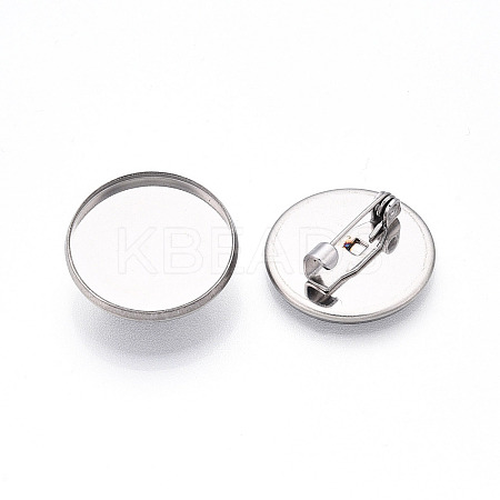 304 Stainless Steel Brooch Cabochon Settings STAS-E547-08D-P-1