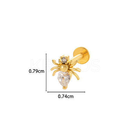 Spider 316L Surgical Stainless Steel Clear Cubic Zirconia 17 Gauge Internally Threaded Labrets WGBD99E-03-1